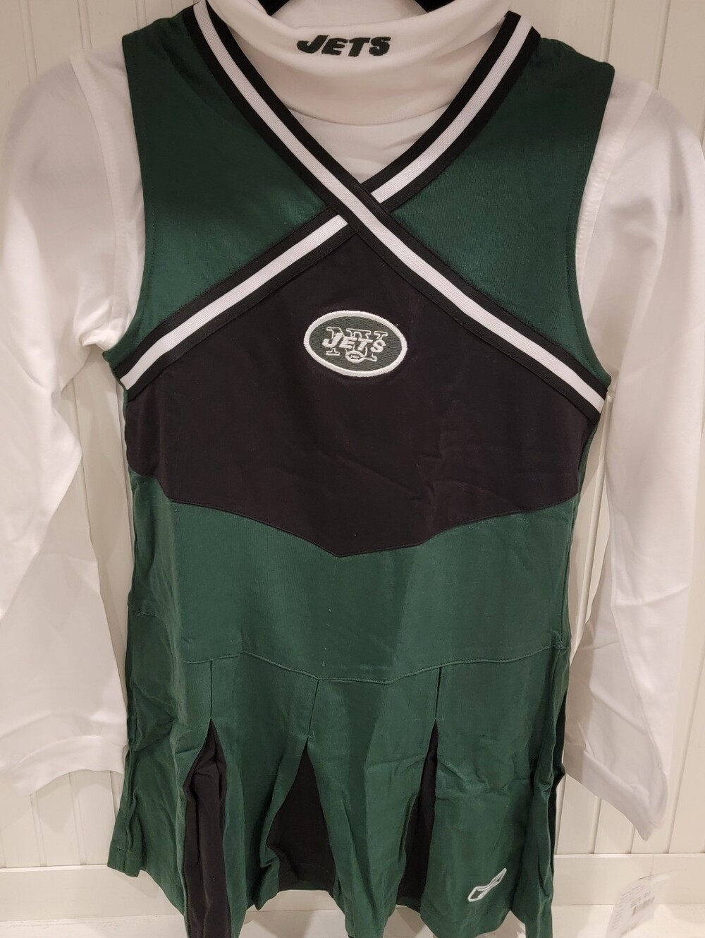Kids Green and Black Cheer Dress with White Trim - Logo